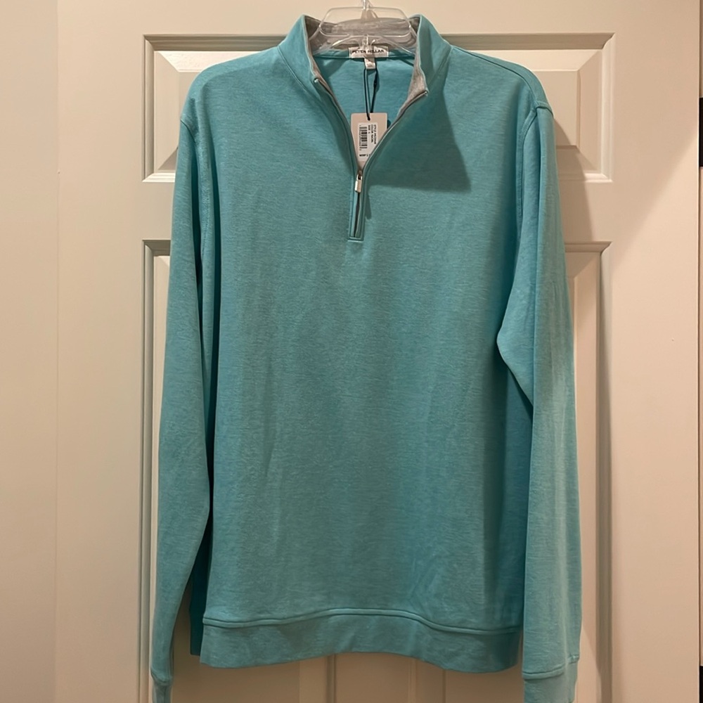 Peter Millar Large Quarter-Zip Pullover. Turquoise. NWT.